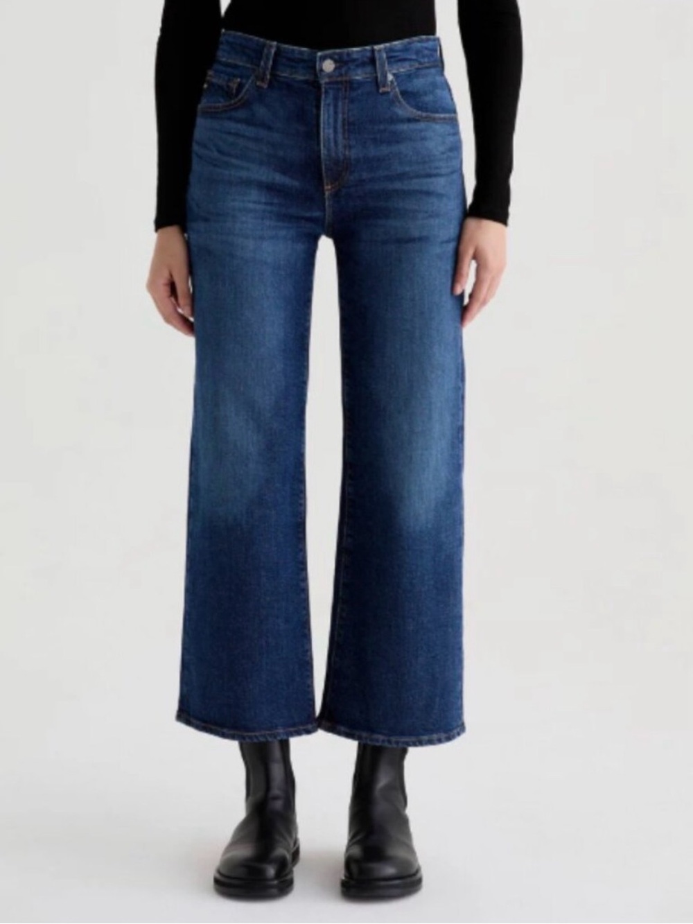 Ag Adriano Goldschmied Saige High Rise Women's Wide-Leg Dark Blue Jeans Sz 25